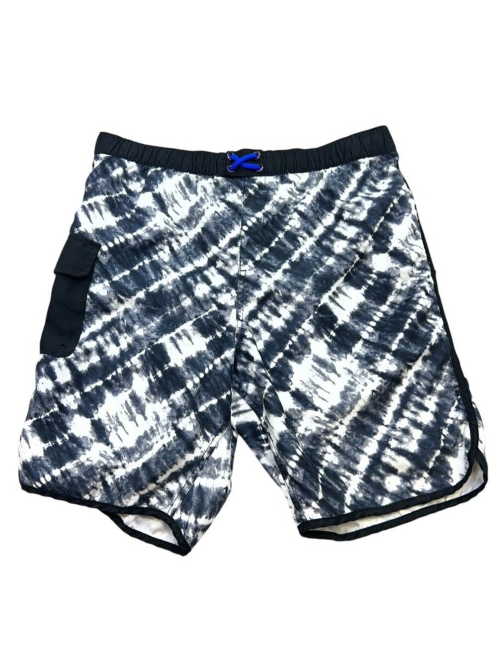 Lands End Boys Tie-Dye Mesh Drawstring Swim Trunks Swimwear Size XXL Black
